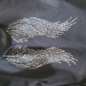 BLACK SWEAT JACKET ANGEL WINGS